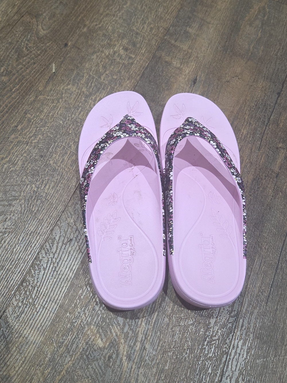 Alegria Pink Floral Thong Sandals - Picture 6 of 11